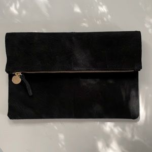 Clare V Black Suede Foldover Clutch